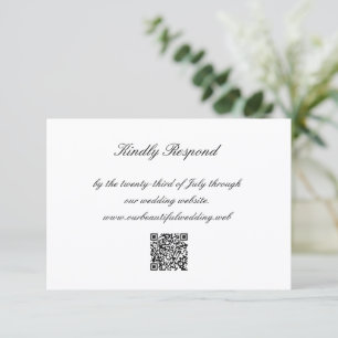 Cartão RSVP Código QR Preto e Branco Clássico Casamento Atempo