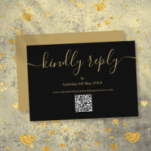 Código QR Preto e Dourado Elegante Responder com E