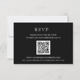 Cartão RSVP CÓDIGO QR Preto Moderno Elegante Simples
