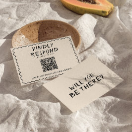 Cartão RSVP Código QR Retroativo - Quadro Escrito à Mão Quirky