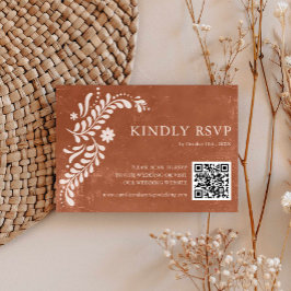 Cartão RSVP Código QR Rustic Mexicano Terracotta Weding
