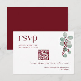 Cartão RSVP Código QR Simples de Casamento de Feriado de Inver