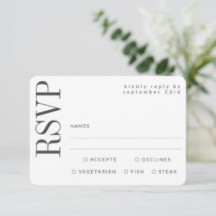 Cartão RSVP Código QR Simples Preto e Branco Site Escolha de R
