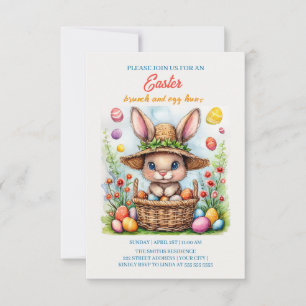 Cartão RSVP Coelhinho da Páscoa em uma Cesta de Ovos Pintados 