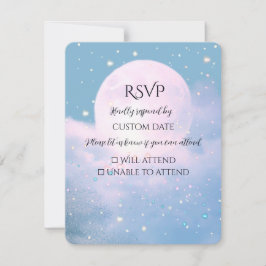 Cartão RSVP Coleção de Casamento Atmosférico Luar Brilhante