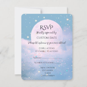 Cartão RSVP Coleção de Casamento Atmosférico Luar Brilhante
