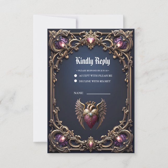 Cartão RSVP Coleção de Casamento Gótico Vitoriano (Frente)