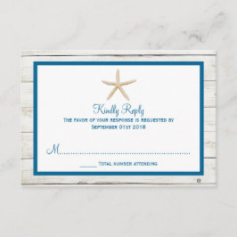 Cartão RSVP Coleção de Casamento Starfish na Praia de Madeira 