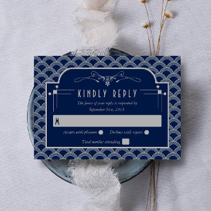 Cartão RSVP Coleção de Casamentos Art Deco Gatsby da Vintage d