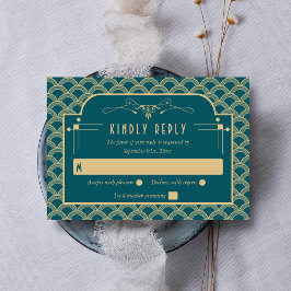 Cartão RSVP Coleção de Casamentos Art Deco Gatsby, de 1920