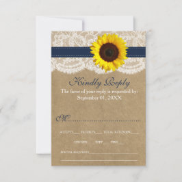 Cartão RSVP Coleção de Casamentos de Girassol Rustic Kraft