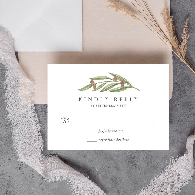 Cartão RSVP Coleção de Casamentos do Branch Olive (Criador carregado)