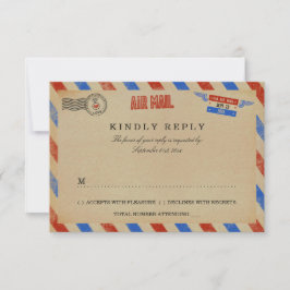 Cartão RSVP Coleção de Casamentos do Vintage Airmail