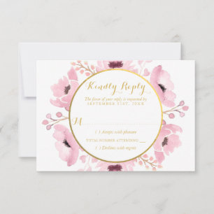 Cartão RSVP Coleção de Casamentos Florais de primavera Pinks W