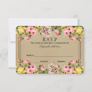 Cartão RSVP Coleção de Casamentos Florais Elegante Vintage