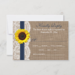 Cartão RSVP Coleção de Casamentos Russos de Girassol - Marinho