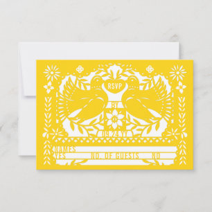 Cartão RSVP Coletes-cauda-amarela mexicanos Papel Picado