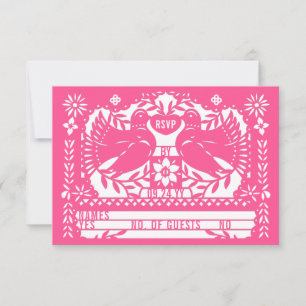 Cartão RSVP Coletes-cauda-rosa mexicanos Papel Picado