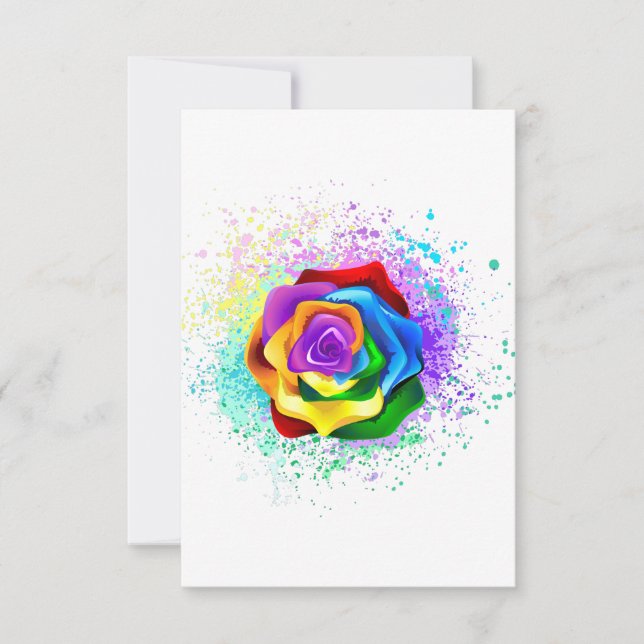 Cartão RSVP Colorful Rainbow Rose (Frente)