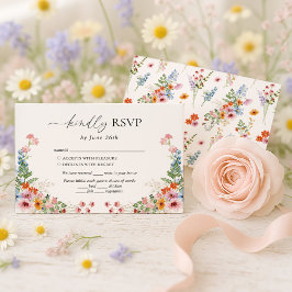 Cartão RSVP Colorful Wildflower Meadow Wedding