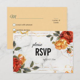 Cartão RSVP Com a escolha dietética Marble Dreams: Orange Rose