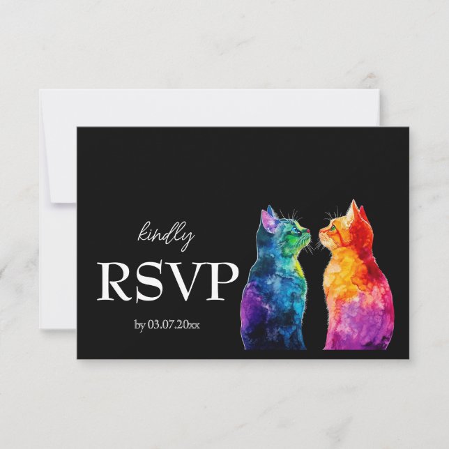 Cartão RSVP Com menu. 🌈 ❤️ um orçamento do Rainbow Love (Frente)