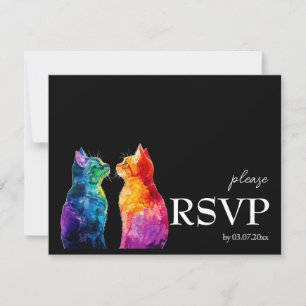 Cartão RSVP Com necessidades dietéticas. Um orçamento do Rainb