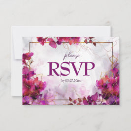 Cartão RSVP Com pedido de música Fuchsia Enchantment: Watercol