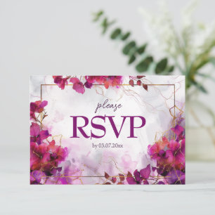 Cartão RSVP Com pedido de música Fuchsia Enchantment: Watercol