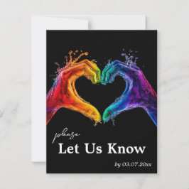 Cartão RSVP ❤️ com pedido de música "Heart of Pride"