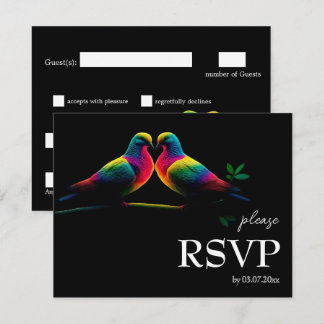 Cartão RSVP Com requisitos alimentares. Orçamento Doves of Pro