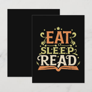 Cartão RSVP Comer Dormir Ler, Leitura Divertida