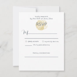 Cartão RSVP Concha de Mar Simples Dourada e Azul Prussiano Pro