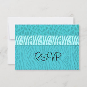 Cartão RSVP Confirmação de Casamento Aqua Blue
