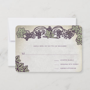 Cartão RSVP Confirmação de Casamento Art Nouveau Vintage em Vi