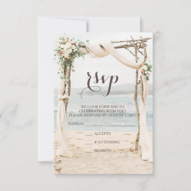 Cartão RSVP Confirmação de Casamento Beach Arbor (Frente)