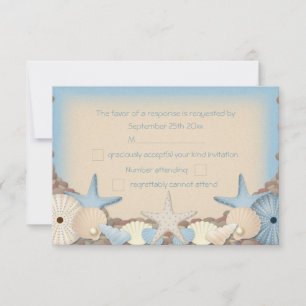 Cartão RSVP Confirmação de Casamento Belas Conchas de Praia Tr