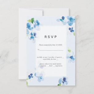 Cartão RSVP Confirmação de Casamento Blue and Delicate Blooms
