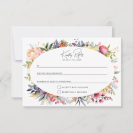 Cartão RSVP Confirmação de casamento boho glamour - peônias aq