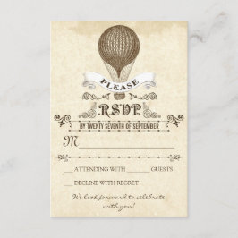 Cartão RSVP Confirmação de casamento com balão de ar quente ro