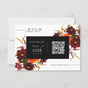 Cartão RSVP Confirmação de Casamento com Código QR Floral de O