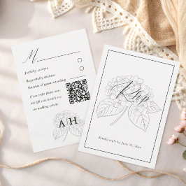 Cartão RSVP Confirmação de Casamento com Hortênsia Preto e Bra