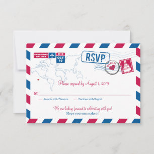 Cartão RSVP Confirmação de Casamento Correio Aéreo do HAVAÍ