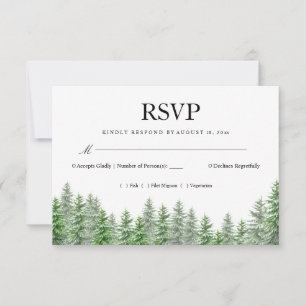 Cartão RSVP Confirmação de Casamento da Árvore de Pinheiro