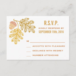 Cartão RSVP Confirmação de Casamento de Bolotas de Outono e Fo