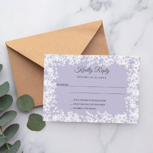 Cartão RSVP Confirmação de casamento de inverno com flocos de