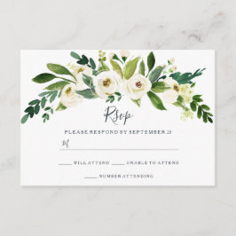 Cartão RSVP Confirmação de Casamento de Jardim Floral Branco M