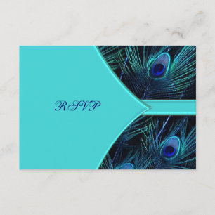 Cartão RSVP Confirmação de Casamento de Pavão Azul Royal