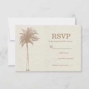 Cartão RSVP Confirmação de Casamento de Praia com Palmeira Mar