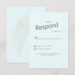 Cartão RSVP Confirmação de Casamento em Azul Gelo com Palmeira